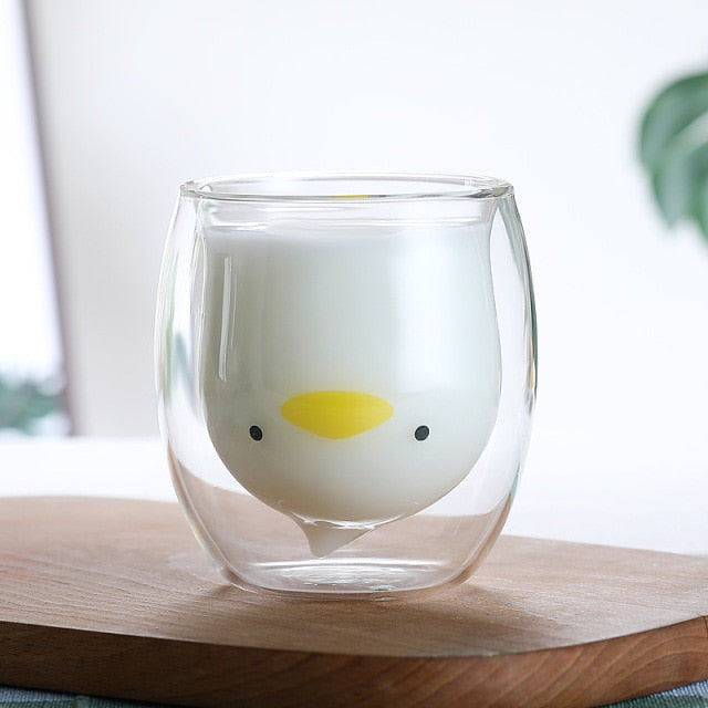 Cute Animal Double-Layer Glass Cup